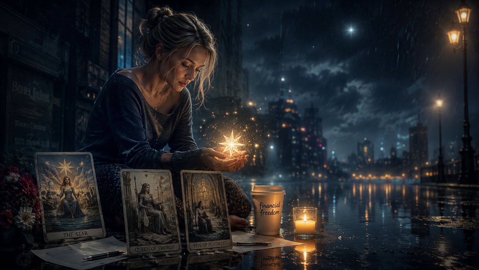 Tarot, Tarot online čitanje, Tarot besplatno online, tarot karte, tarot online, besplatni tarot, finansijski tarot Devica, Zvezda tarot karta, Kraljica mačeva značenje, 5 novčića tarot, finansijski oporavak i posao, mojznak, mojznak.rs