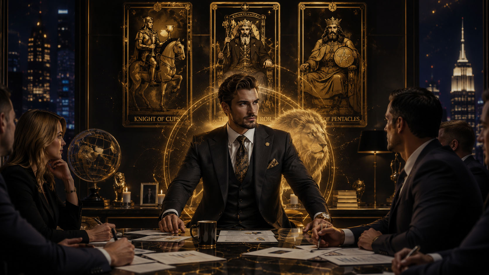 Tarot, Tarot online čitanje, Tarot besplatno online, tarot karte, tarot online, besplatni tarot, finansijski tarot Lav, Vitez pehara značenje, Car tarot karta, Kralj novčića tarot, poslovni uspeh i novac, mojznak, mojznak.rs