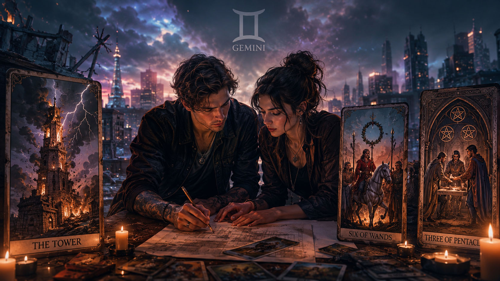 Tarot, Tarot online čitanje, Tarot besplatno online, tarot karte, tarot online, besplatni tarot, ljubavni tarot Blizanci, Kula tarot karta, 6 štapova značenje, 3 novčića tarot, ljubavni preokret i pomirenje, mojznak, mojznak.rs