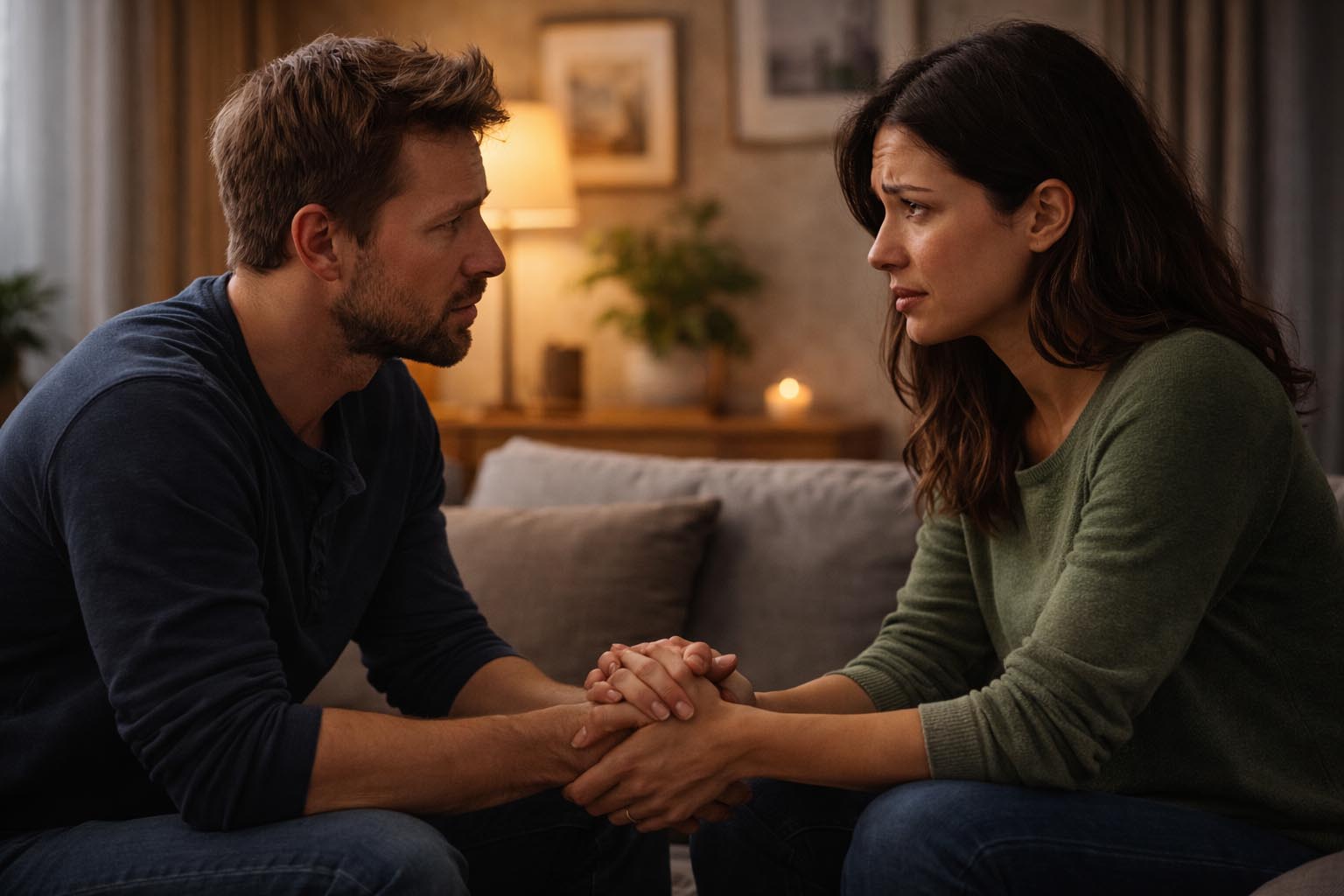 Dvoje ljudi razgovaraju otvoreno u mirnom prostoru.