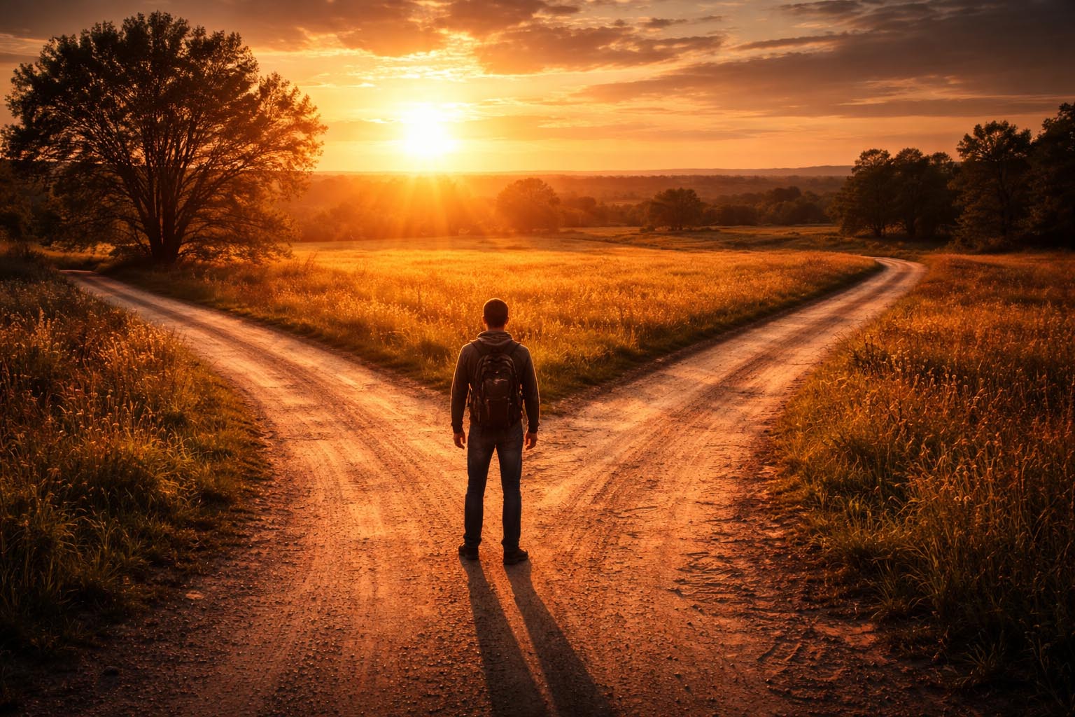 Osoba stoji na raskrsnici i bira pravac.