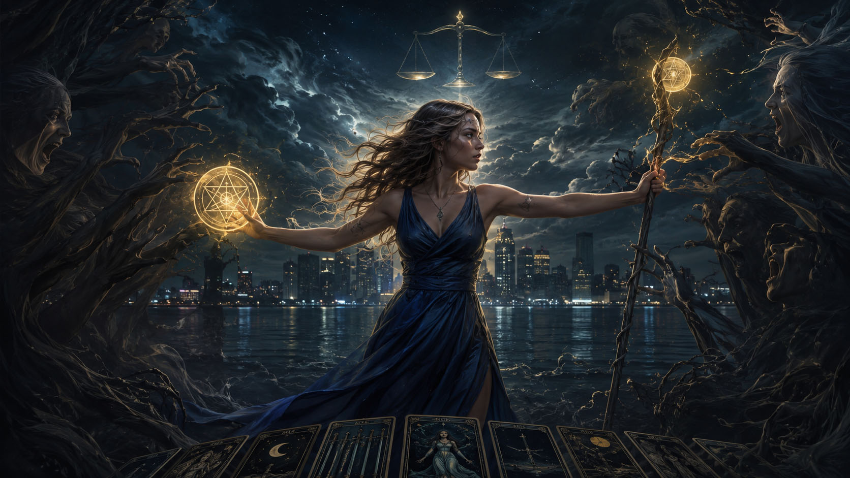 Tarot, Tarot online čitanje, Tarot besplatno online, tarot karte, tarot online, besplatni tarot, Vaga tarot maj, dva novčića značenje, sedam štapova tarot, 9 mačeva tarot karta, stres i odluke, emotivna napetost, mojznak, mojznak.rs
