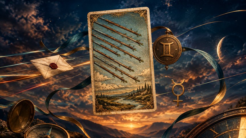 Blizanci 18. oktobar 2026, dnevni tarot horoskop, Osmica štapova, poruka u pogrešnom trenutku, neočekivana prilika, ljubav i posao, MojZnak, mojznakrs