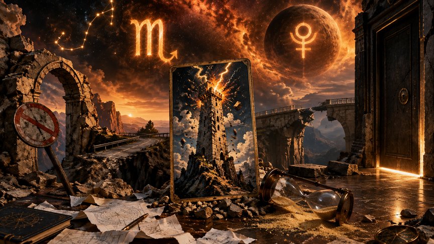 Škorpija 22. oktobar 2026, dnevni tarot horoskop, Kula tarot karta, otkazivanje plana, izbegavanje problema, ljubav i posao, MojZnak, mojznakrs