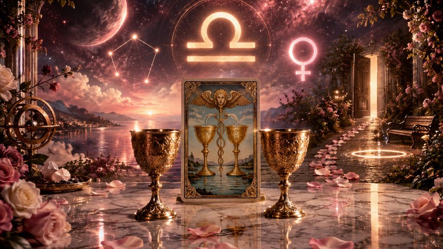 Vaga 22. oktobar 2026, dnevni tarot horoskop, Dvojka pehara, pomirenje u ljubavi, slučajan susret, tarot Vaga, MojZnak, mojznakrs