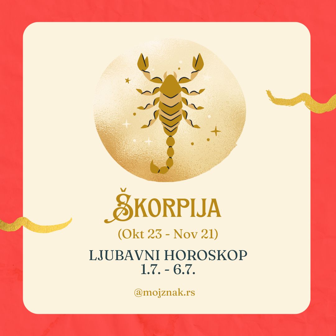 ŠKORPIJA - Ljubavni horoskop za period od 1. do 6. jula 2025. Emocije, susreti i transformacije u ljubavi.